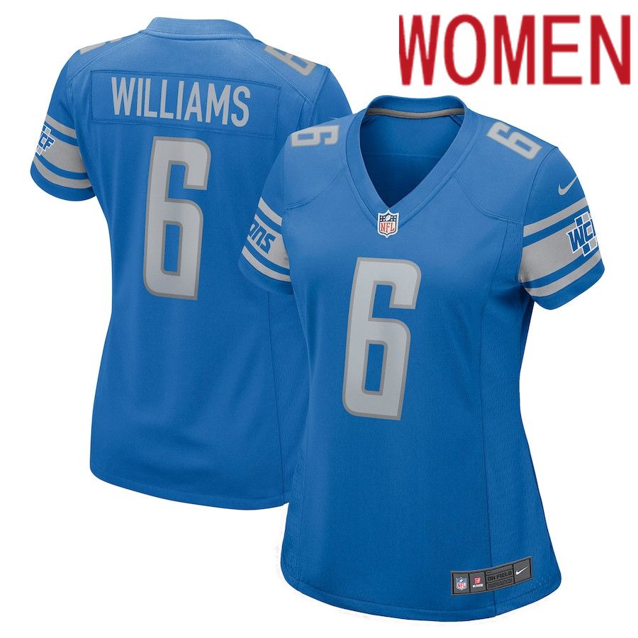 Women Detroit Lions 6 Tyrell Williams Nike Blue Nike Game NFL Jersey